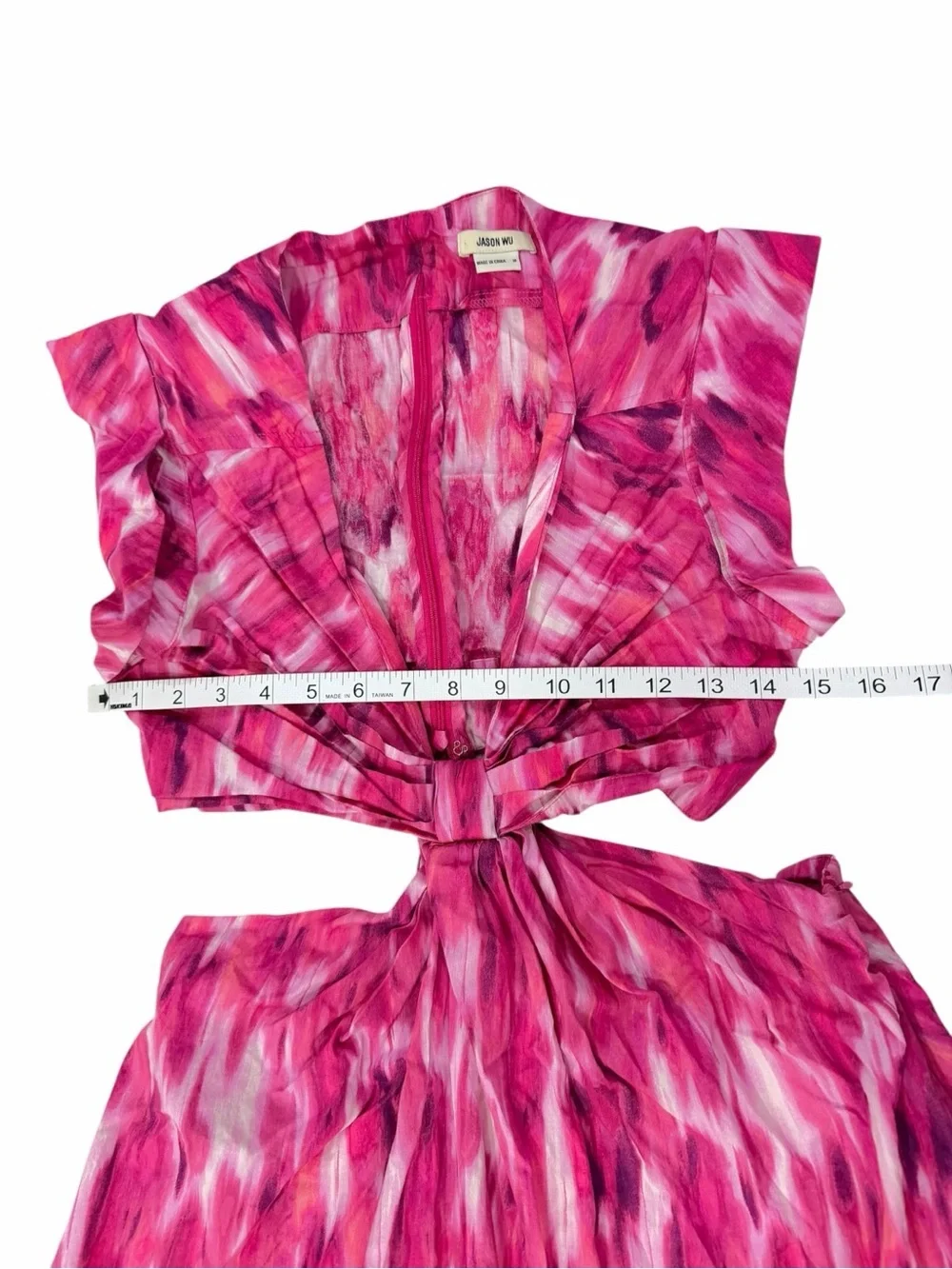 Jason Wu Pink Watercolor Ikat Cutout Maxi Dress Cotton Blend Size M